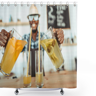 Personality  Bartender Pouring Lemonades Shower Curtains