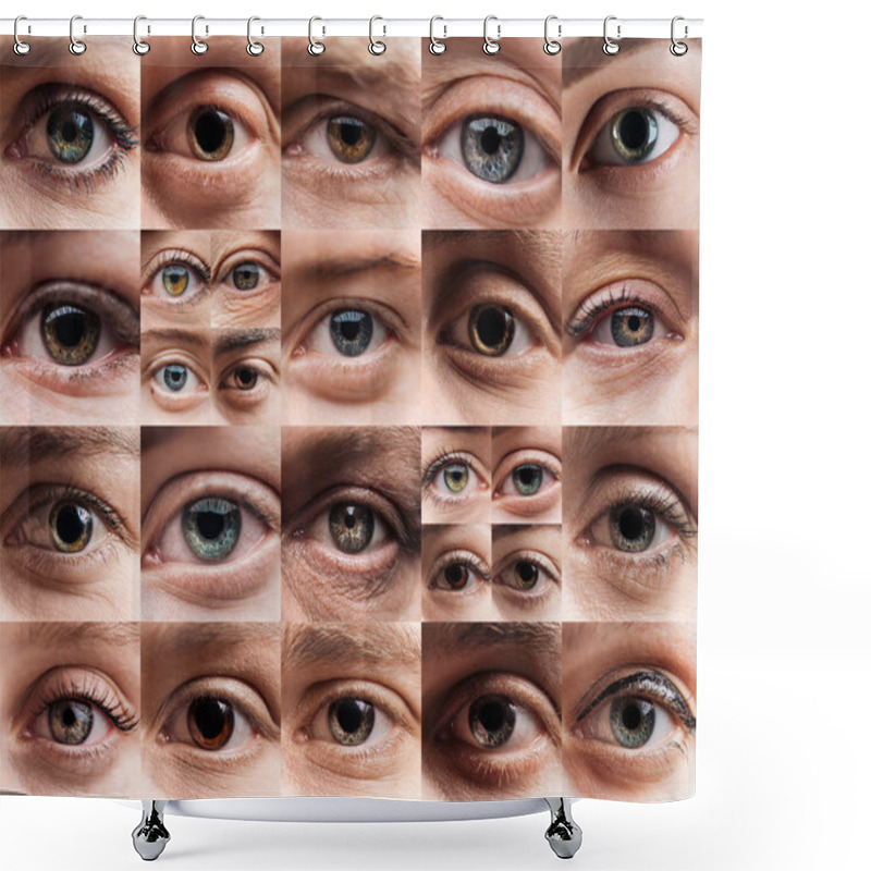 Personality  collage with human beautiful eyes of different colors  shower curtains