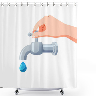 Personality  Illustration Of Closing The Water Tap Vector. Shower Curtains
