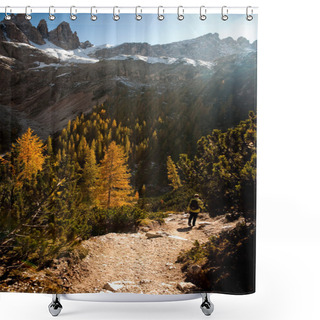 Personality  Hiking In Dolomite Shower Curtains