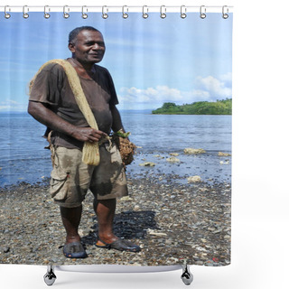 Personality  Portrait Of Indigenous Fijian Fisherman Going Fishing In Fiji Shower Curtains