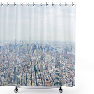 Personality  Aerial View Of New York City Skyscrapers And Cloudy Sky, Usa Shower Curtains