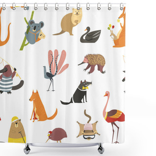 Personality  Exotic Animals Seamless Pattern Isolated On White. Shower Curtains
