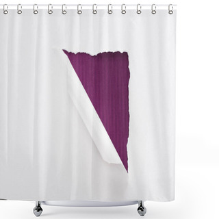 Personality  White Torn And Rolled Paper On Dark Purple Background Shower Curtains