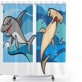 Personality  Marine Life: Sharks Shower Curtains