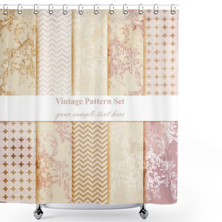 Personality  Vintage Damask Pattern Set Vector. Baroque Ornament Decor. Royal Victorian Background. Trendy Color Fabric Textures Shower Curtains