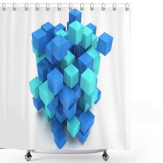 Personality  3D Cubes Block. Assembling Concept. Shower Curtains
