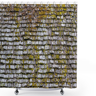Personality  Old Wood Roof Surface With Green Moss On It Background Texture Shower Curtains