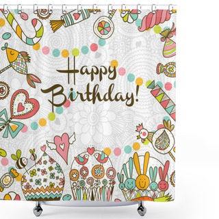 Personality  Happy Birthday Postcard. Shower Curtains