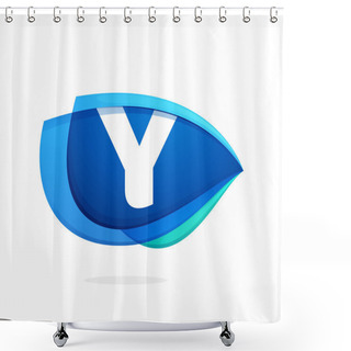 Personality  Y Letter Logo With Blue Wing Or Eye Shower Curtains