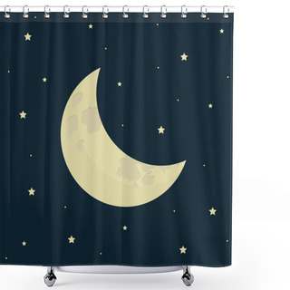 Personality  Half Moon On Starry Night Background Shower Curtains