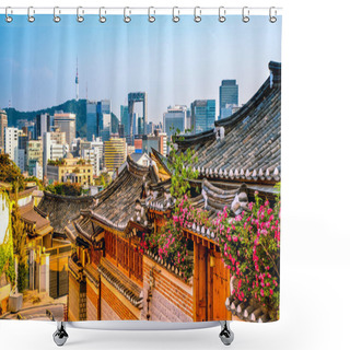 Personality  Traditional Korean Style Architecture At Bukchon Hanok Village In Seoul Shower Curtains