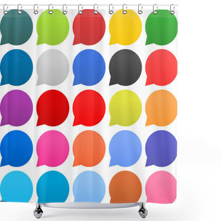 Personality  25 Speech Bubble Sign Web Icon. Empty Buttons Painted In Popular Colors. Circle Shape On White Background. Newest Contemporary Simple Style. This Vector Illustration Internet Design Element In 8 Eps Shower Curtains