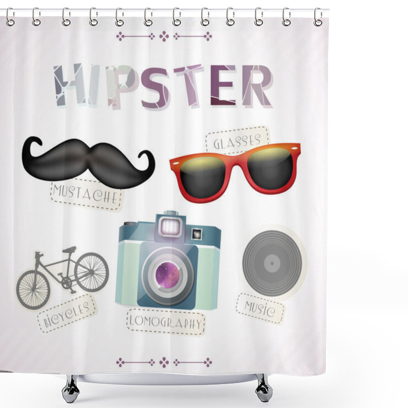 Personality  Hipster elements vector illustration shower curtains