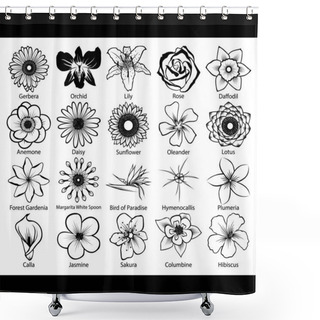 Personality  Collection Of Flower Icons Shower Curtains