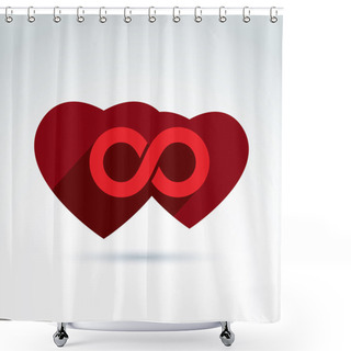 Personality  Two Valentine Hearts Connected Shower Curtains