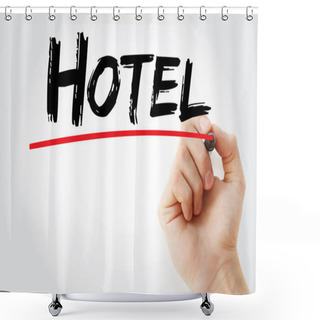 Personality  Hotel Text With Marker Shower Curtains