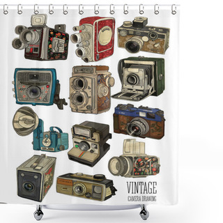 Personality  Old Vintage Cameras Shower Curtains