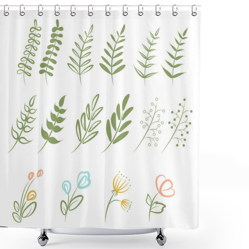 Personality  Set of floral elements shower curtains