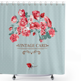 Personality  Vintage Floral Lace Background With Roses Shower Curtains