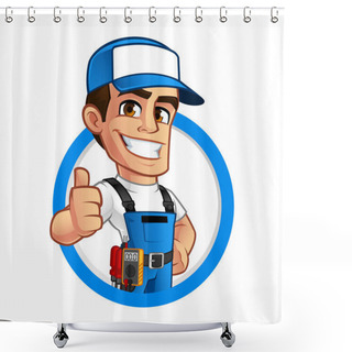 Personality  Vector Illustration Of An Electrician Shower Curtains