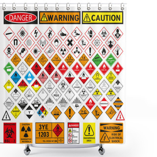 Personality  Vector Hazardous Material Signs. All Classes. Shower Curtains