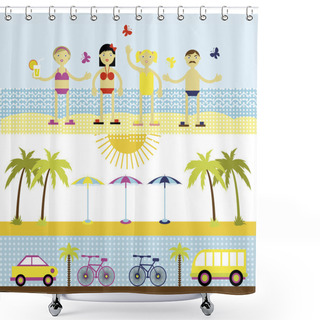 Personality  Summer Set, Travel Vector Illustration Shower Curtains