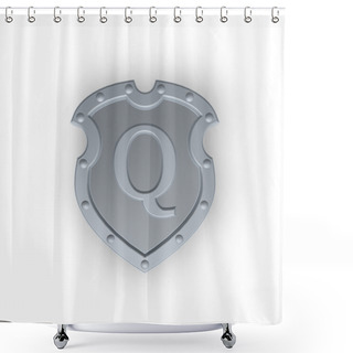 Personality  Shield With Letter Q Shower Curtains