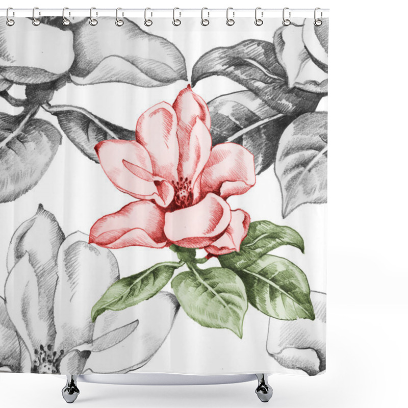 Personality  Blooming Beautiful Magnolia Flowers Shower Curtains