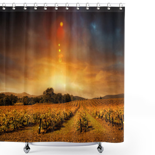 Personality  Autumn Vineyard Sunset Shower Curtains