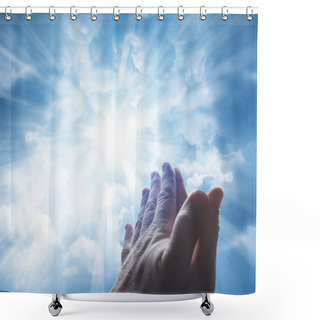Personality  Prayer Hands In Sky Shower Curtains