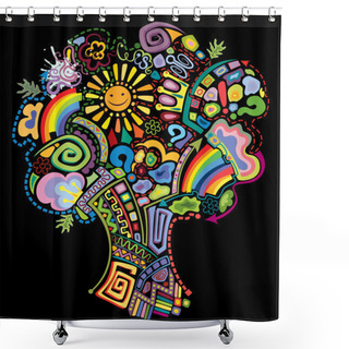 Personality  Tree Ideas. Conceptual Symbol Of The Creative Process In The Form Of A Tree. Shower Curtains
