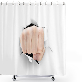 Personality  Male Fist Breaking Through Paper Shower Curtains
