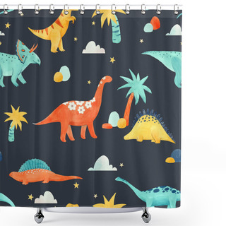 Personality  Watercolor Dinosaur Baby Pattern Shower Curtains