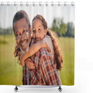 Personality  Granddaughter Hugging Her Grandfather  Shower Curtains