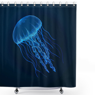 Personality  Hand Drawn Sketch Isolated Jellyfish, Marine Animals Shower Curtains