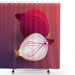 Personality  Sliced Onions On A Red Background Shower Curtains