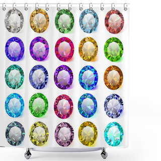 Personality  Illustration Set Of Precious Stones Of Different  Colors Shower Curtains