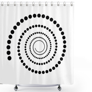 Personality  Black Dotted Spiral Symbol. Simple Flat Vector Design Element Shower Curtains