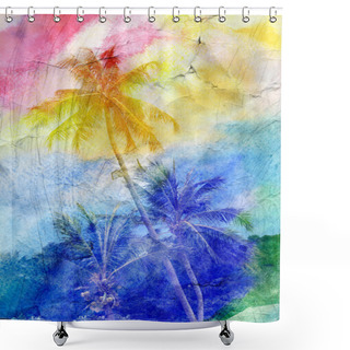 Personality  Watercolor Silhouettes Of Palm Trees  Shower Curtains