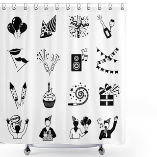 Personality  Party Icons Black And White Shower Curtains