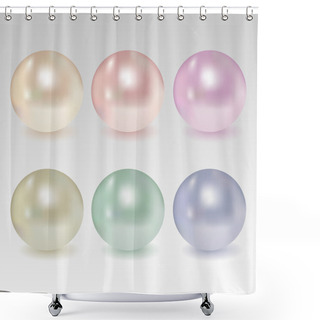 Personality  Spherical Pearls Of Different Colors. Vector Set. Shower Curtains