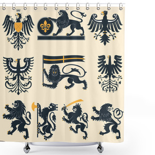 Personality  Heraldic Lions And Eagles Shower Curtains