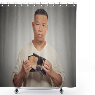 Personality  Sad Man Holding Empty Wallet Shower Curtains