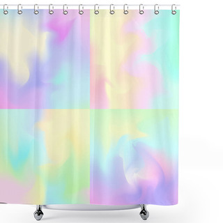 Personality  Set Of 4 Pastel Rainbow Backgrounds, Hologram Inspired Abstract  Shower Curtains