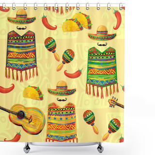 Personality  Mexican Seamless Music Pattern Shower Curtains