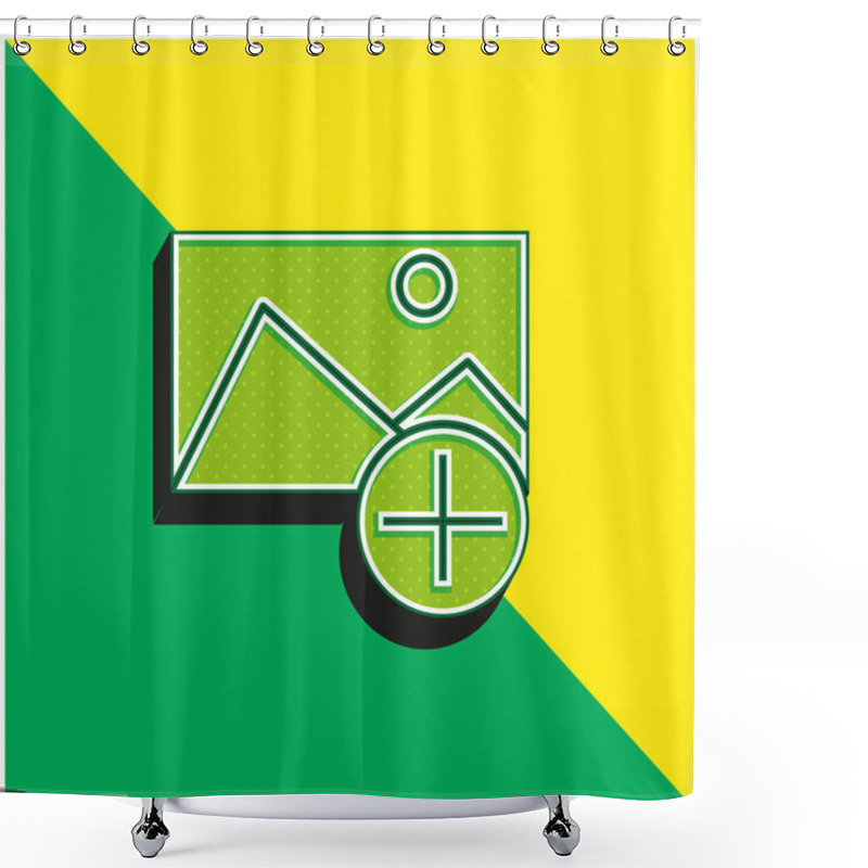 Personality  Add Green And Yellow Modern 3d Vector Icon Logo Shower Curtains