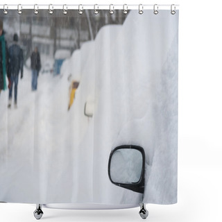 Personality  Massive Snow Fall Over Cars Shower Curtains