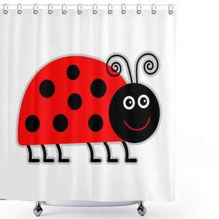 Personality  Cute Cartoon Lady Bug. Isolated. Shower Curtains