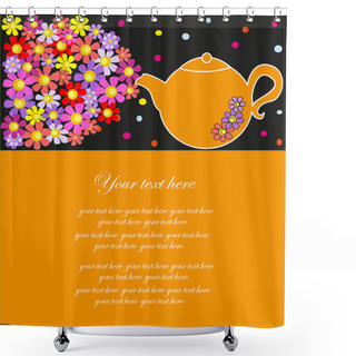 Personality  Cute Tea Time Card. Vector Illustration Shower Curtains